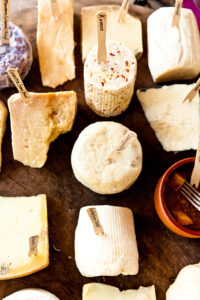 top down view traditional local cheeses greece travel