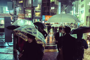 people rain tokyo japan walking night reflections