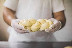 close up detail challah bread white kitchen food pastry shop